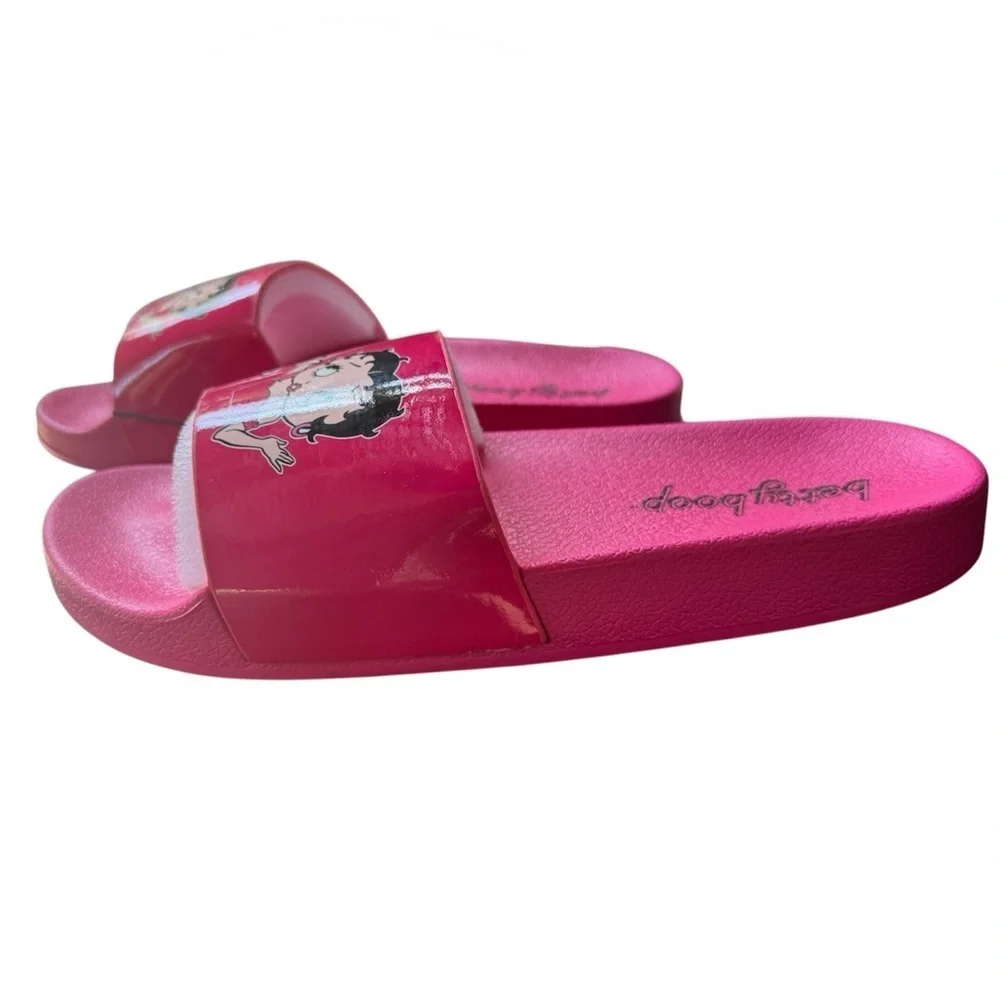 Betty Boop Pink Slide Sandals – Cartoon Graphic – Size 10